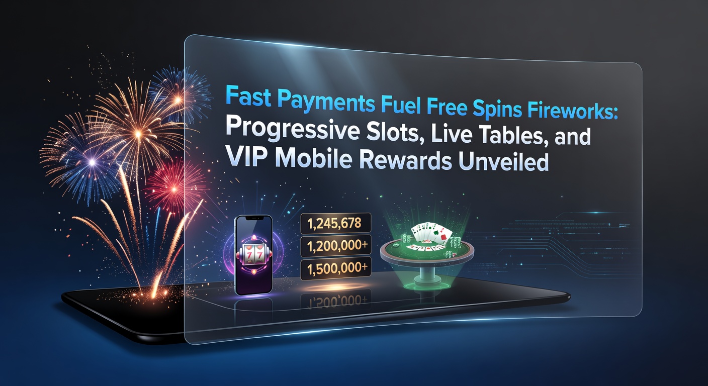 Bunte Grafik mit explodierenden Free Spins, progressiven Jackpots und mobilen VIP-Symbolen auf einem Casino-Hintergrund