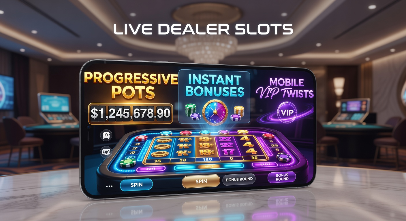 Nahaufnahme eines mobilen VIP-Slots mit Instant-Bonus-Pop-up, progressivem Topf und Dealer-Interaktion